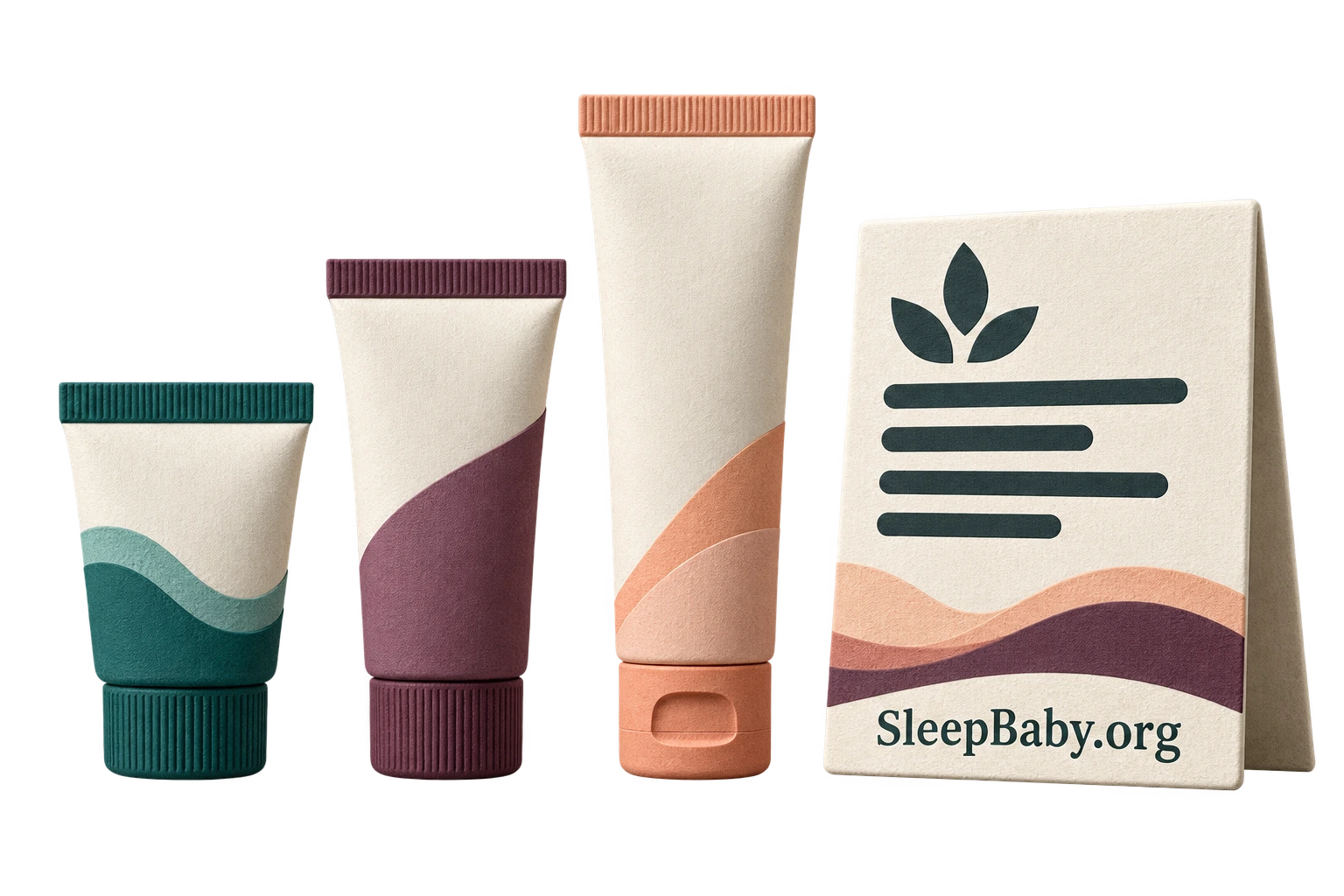 Three differently shaped paper ointment tubes and a broad label card.