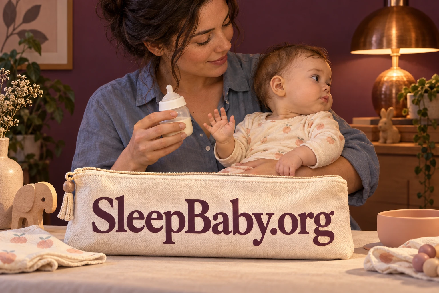 A supported awake baby turns away while a parent holds the bottle away from the mouth.