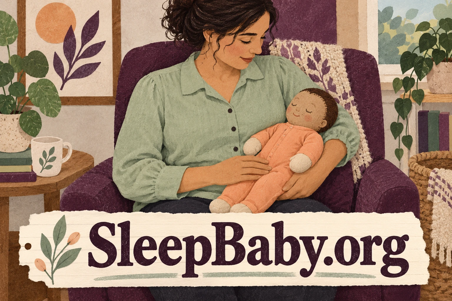 Fully clothed adult holding a cloth doll to practice comfortable support.