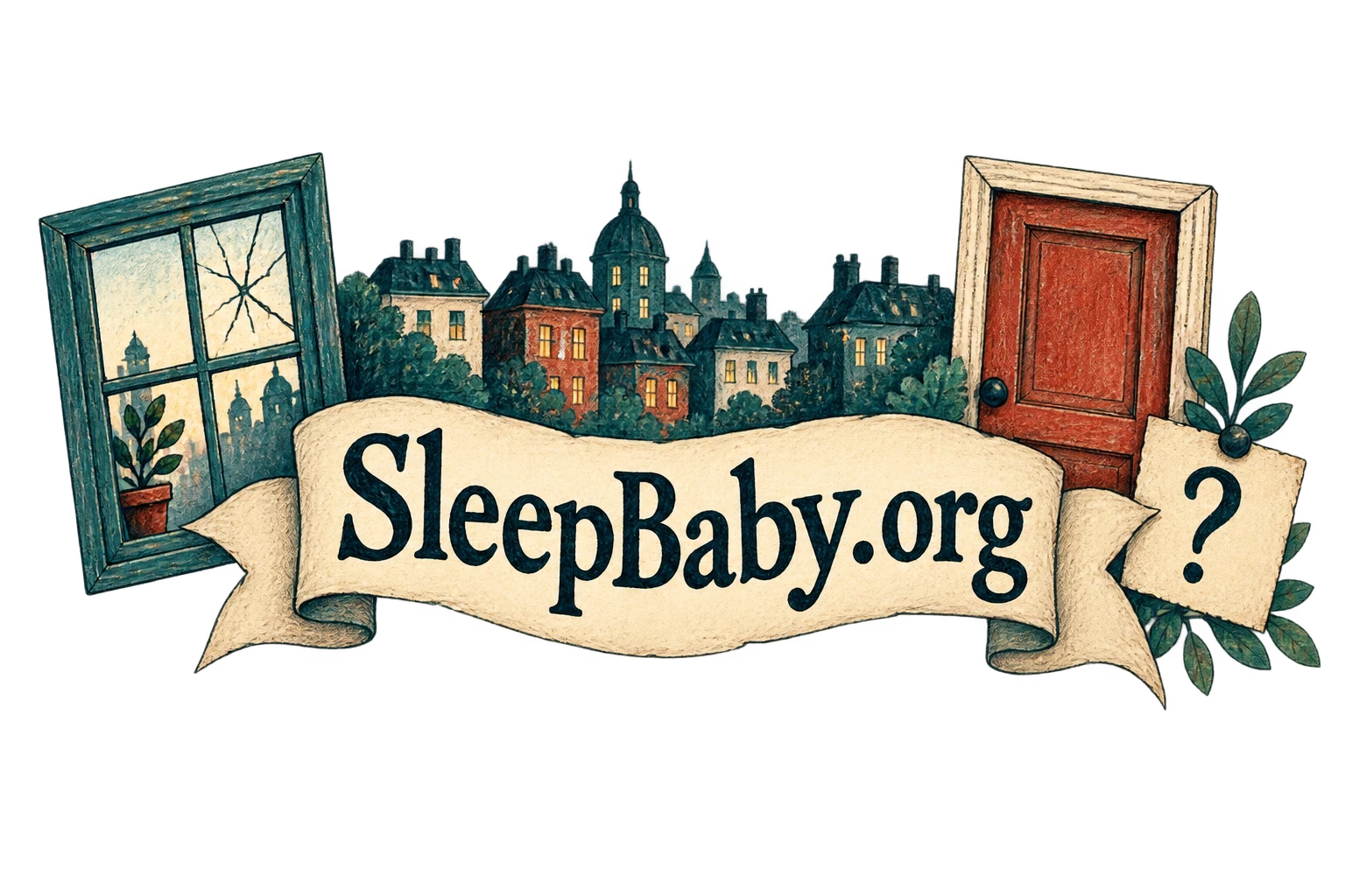 A cracked-window illustration, closed-door symbol and question note surround a branded banner.