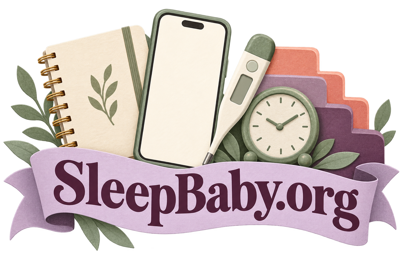 Transparent illustrated divider: prepare the details for a medical call, with SleepBaby.org lettering.