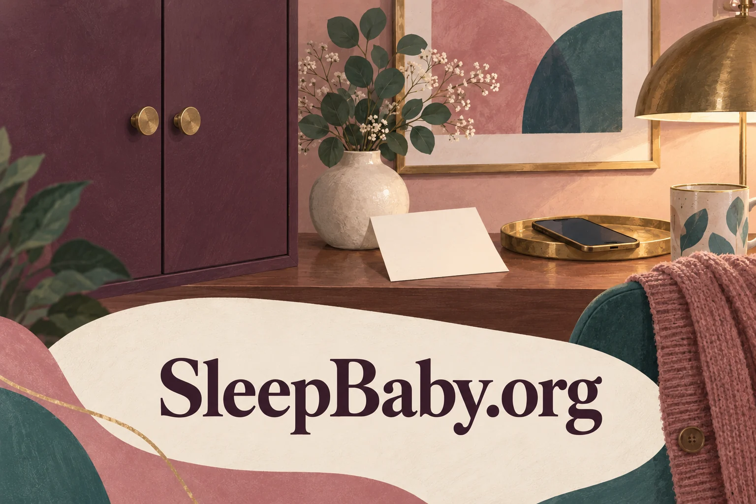 Closed cupboard phone blank care note and adult cardigan. SleepBaby.org illustration.