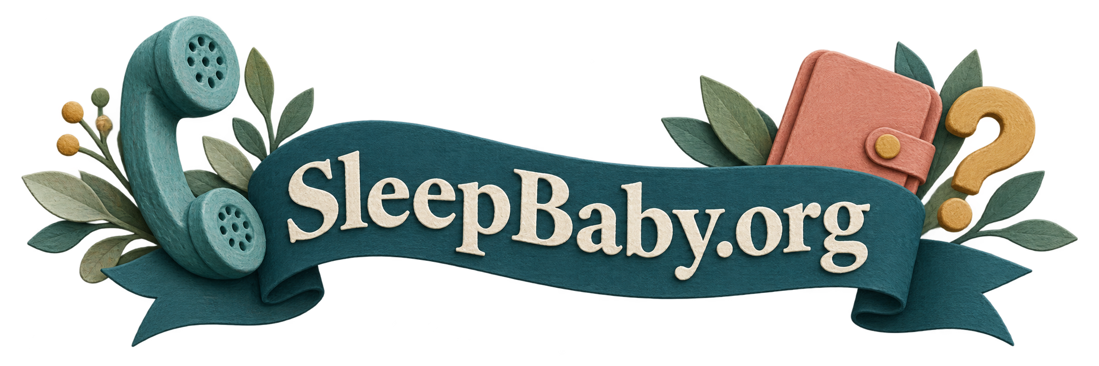 A phone, closed case and question mark on a transparent background. SleepBaby.org appears in the artwork.